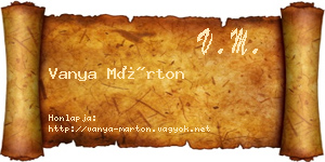 Vanya Márton névjegykártya