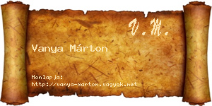 Vanya Márton névjegykártya