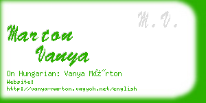 marton vanya business card
